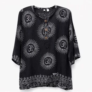 Earthbound Om Print Boho Festival Top Size Medium